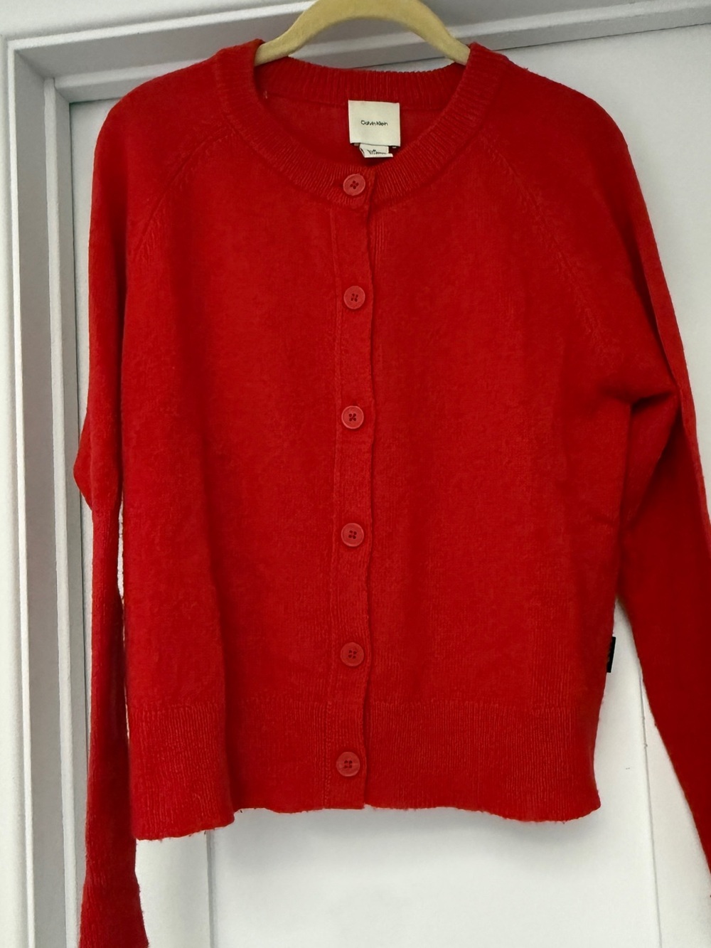 Calvin Klein Bright Red Button-Front Cardigan